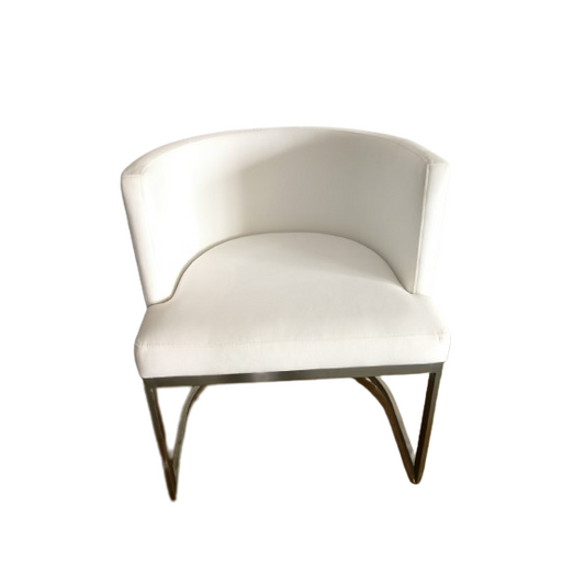 Wingback Dining chair in white fabric