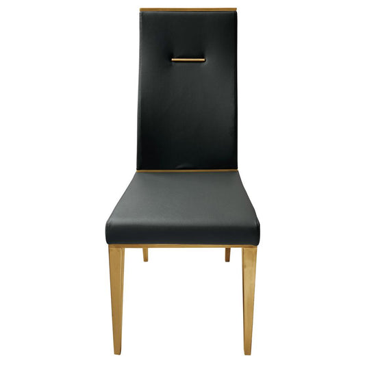 Black Dining Chair with Brushed Gold Stainless Steel legs, Set of 4