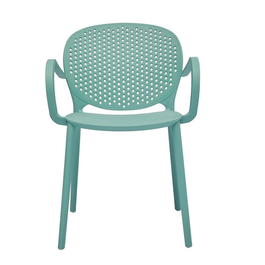 Midcentury Polypropylene Arm Chair, Set of 4, Blue