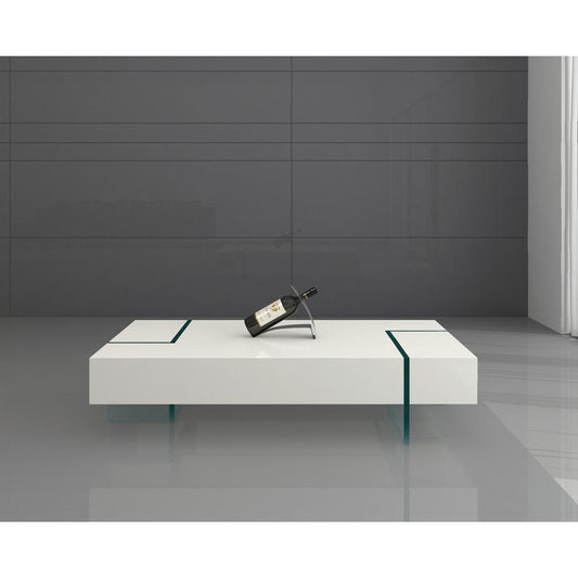 WOOD COFFEE TABLE With 19mm TEMPERED GLASS BASE