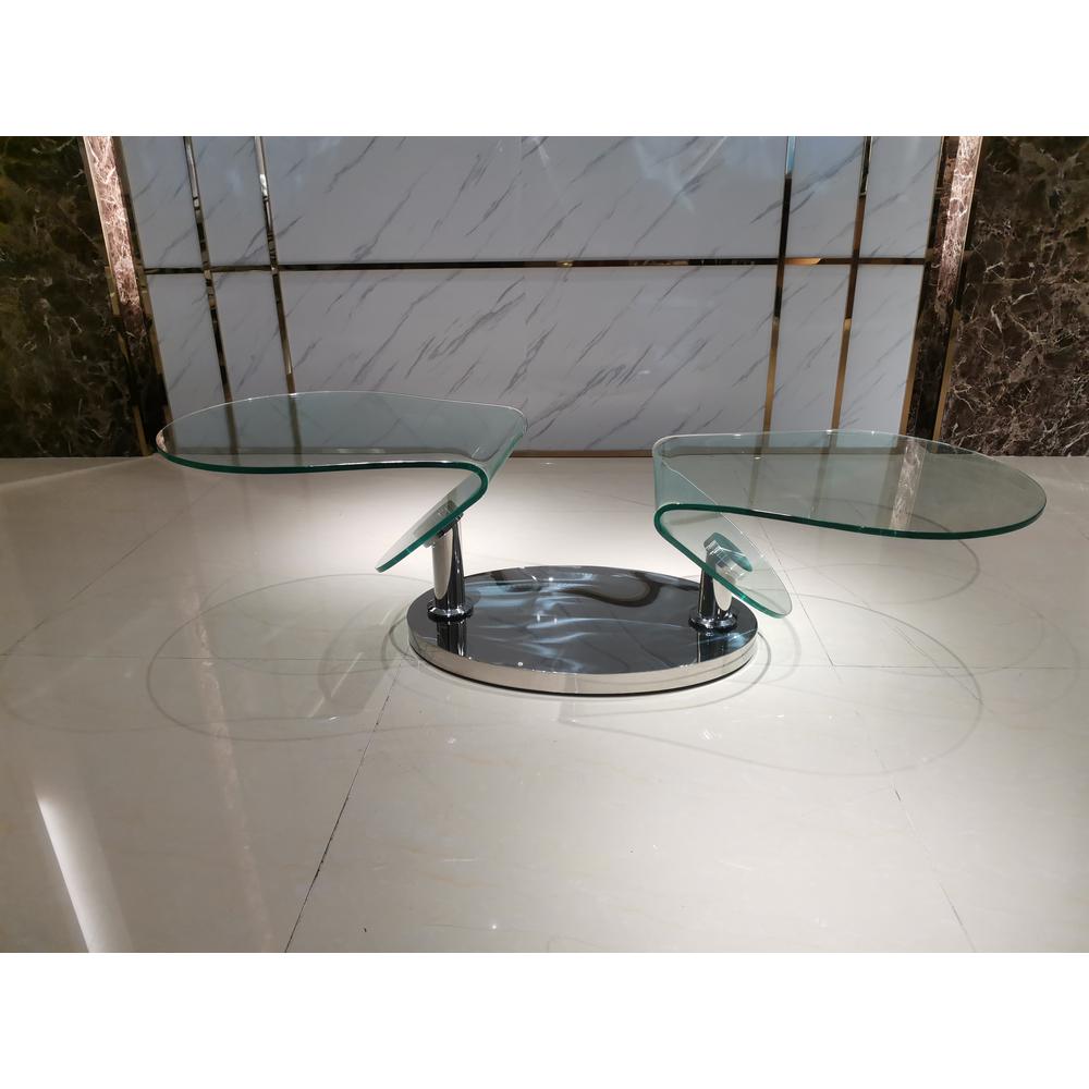 Motion Coffee Table w/clear glass  top, chrome base