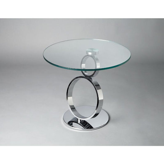 END TABLE W/ CHROME BASE, 24"x21"