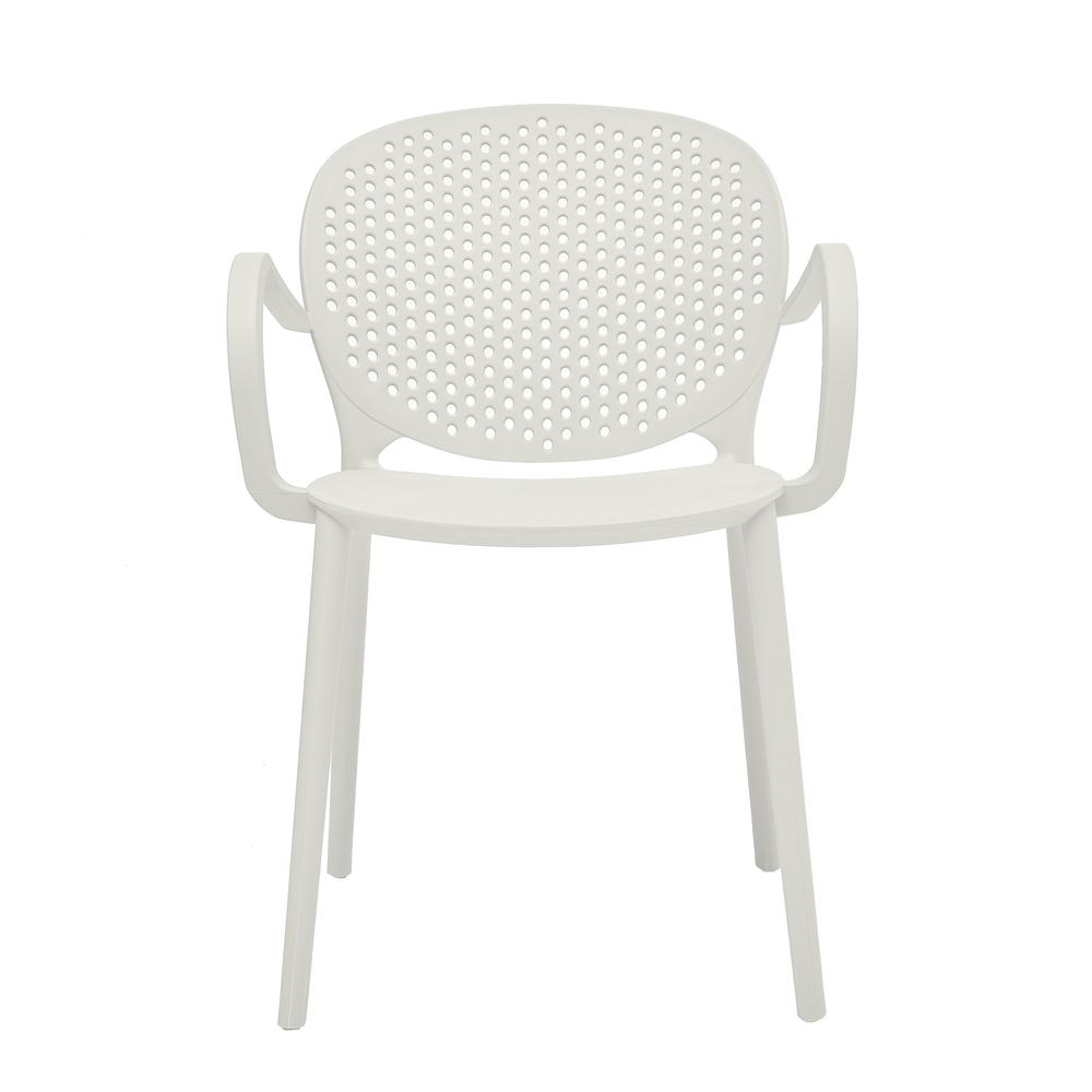 Midcentury Polypropylene Arm Chair, Set of 4, White