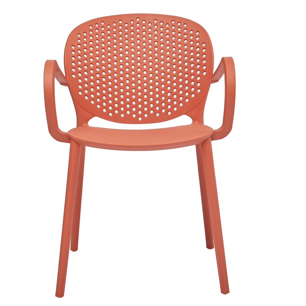 Midcentury Polypropylene Arm Chair, Set of 4, Orange