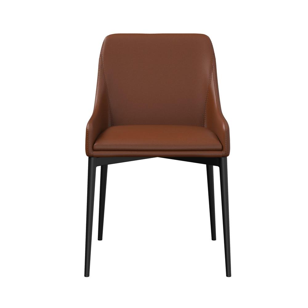 PU dining chair/black legs, Cognac PU, Set of 2