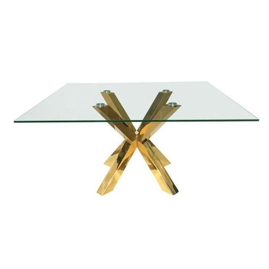 Rd Glass Top Dining Table W/ Gold Base