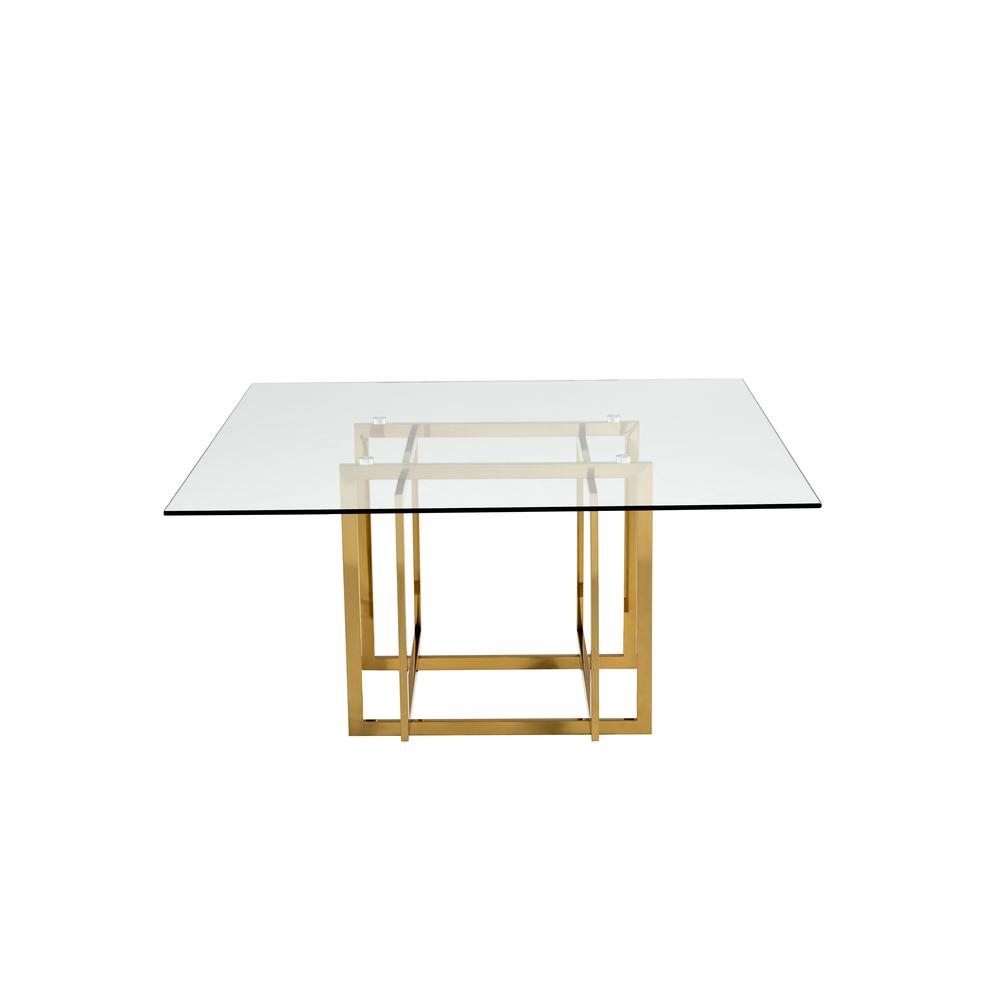 SQUARE GLASS TABLE,CLEAR 12MM, Gold base