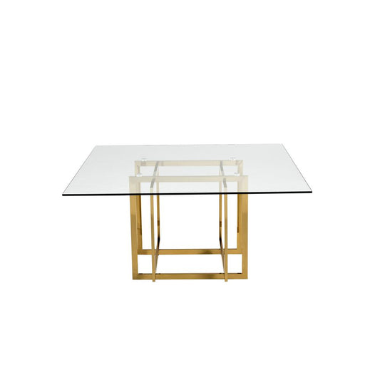 SQUARE GLASS TABLE,CLEAR 12MM, Gold base