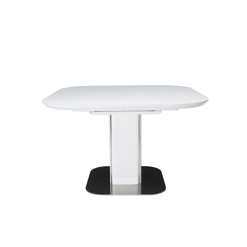 Dining table/bevel edge top in 5mm pure white glass with MDF