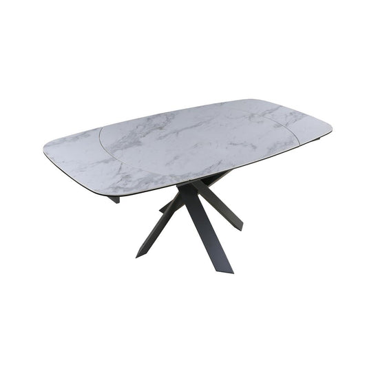 Functional ceramic top dining table with GRAY metal legs