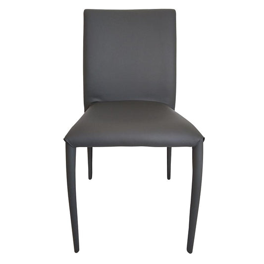 dining chair w/pu seat and legs,stackable, DARK GRAY, Set of 4