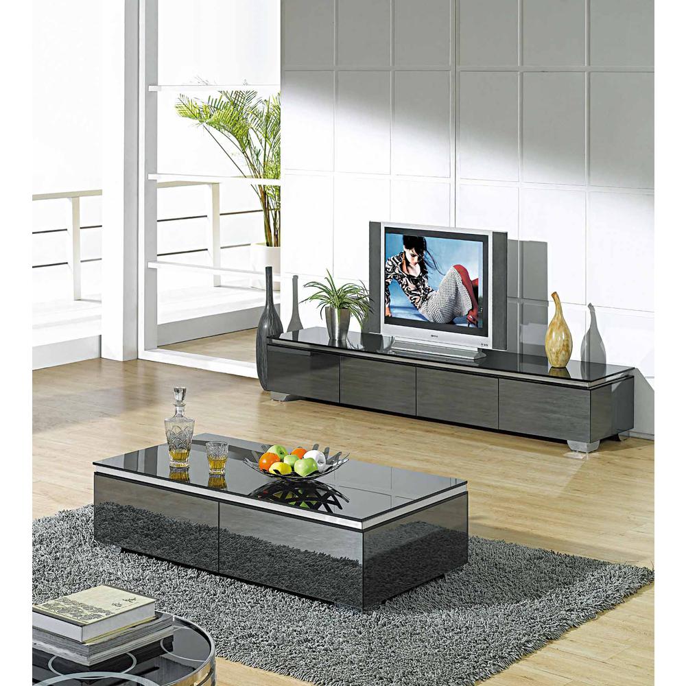 V Stand, Black/Gray Mirror W/ Chrome Legs,  71"X18"X16"H