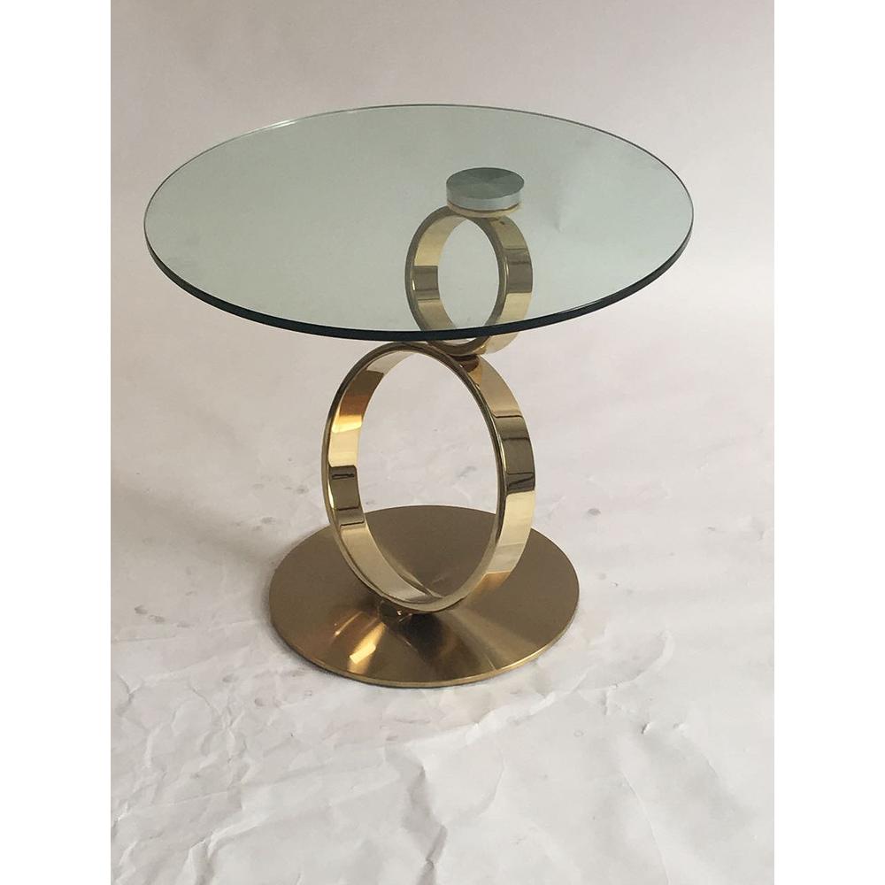 END TABLE W/ GOLD BASE, 24"x21"