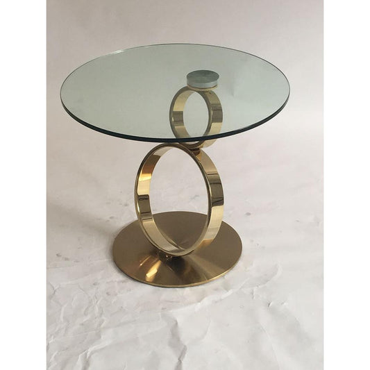 END TABLE W/ GOLD BASE, 24"x21"