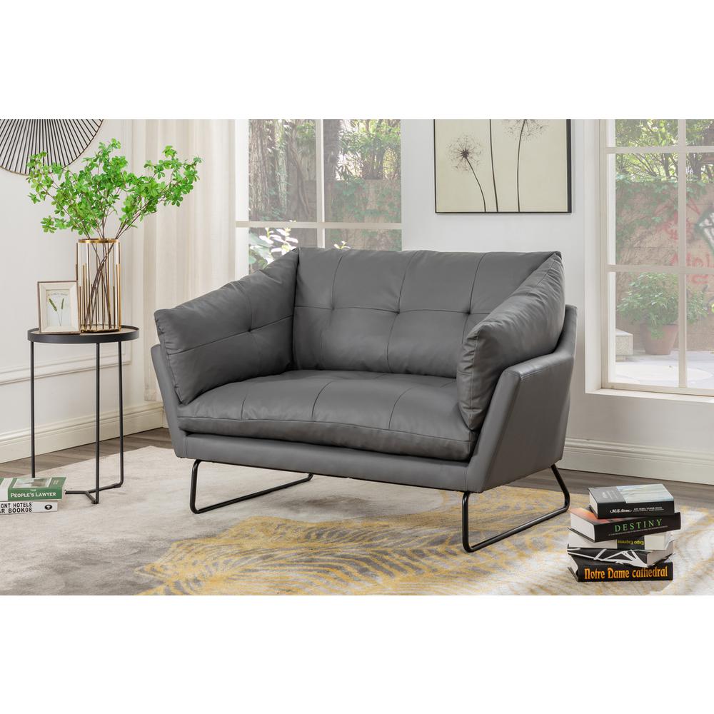 Karla Gray PU Leather Contemporary Loveseat