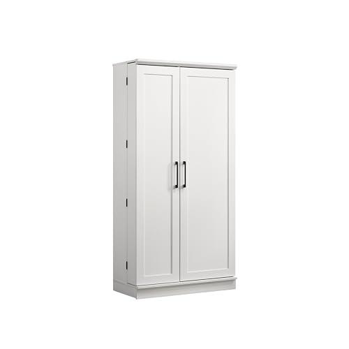 Lincoln White Storage Cabinet with Swing-Out Storage Door