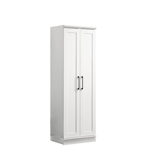 Evelyn White Sleek Storage Cabinet with Framed Panel Design