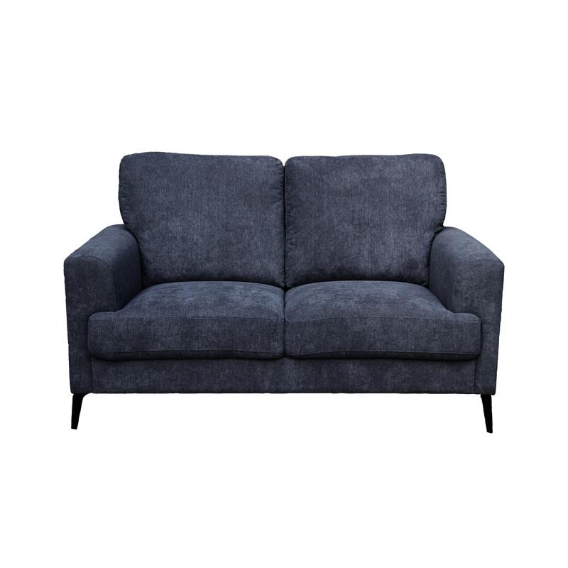 Black Fabric Loveseat with Black Metal Legs