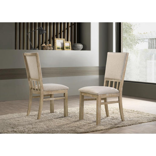 Brutus Set of 2 Reclaimed Wheat 19" Wide Contemporary Fabric Dining Chair