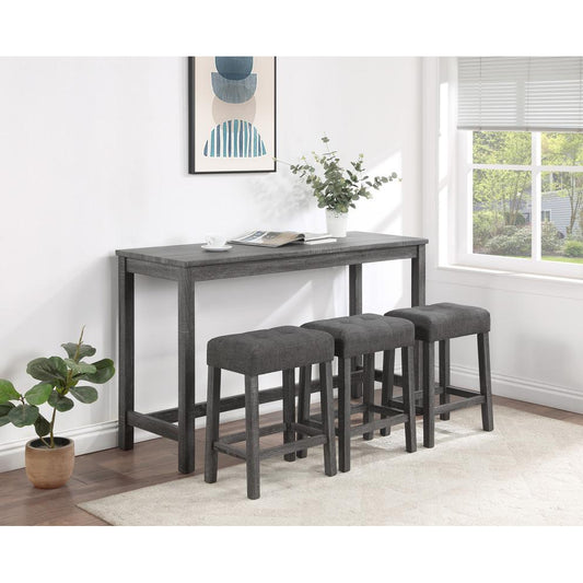 Oriana Gray 4 Piece Counter Height 36" Pub Table Set with Tufted Gray Linen Stools