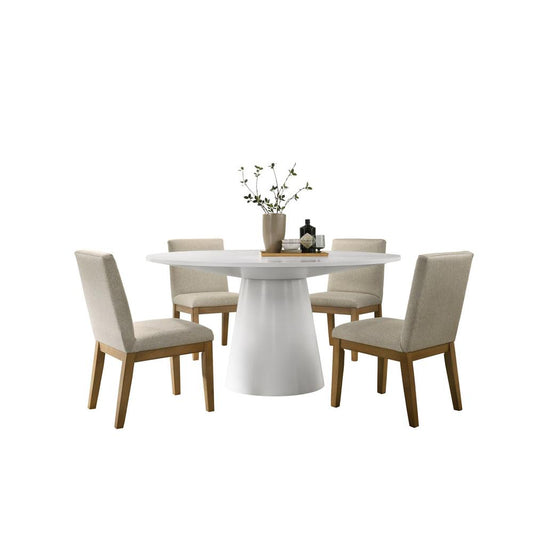 Jasper White 5 Piece 59" Wide Contemporary Round Dining Table Set