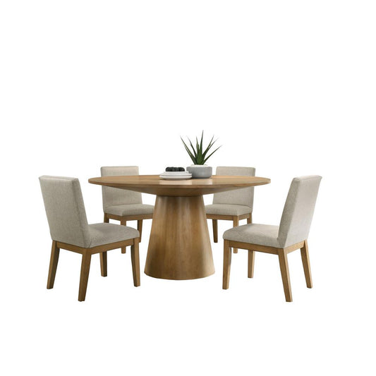 Jasper Driftwood Finish 5 Piece 59" Wide Contemporary Round Dining Table Set