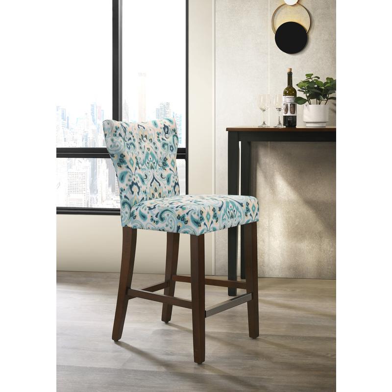 Chelsea Blue and Yellow Fabric Counter Height Chair