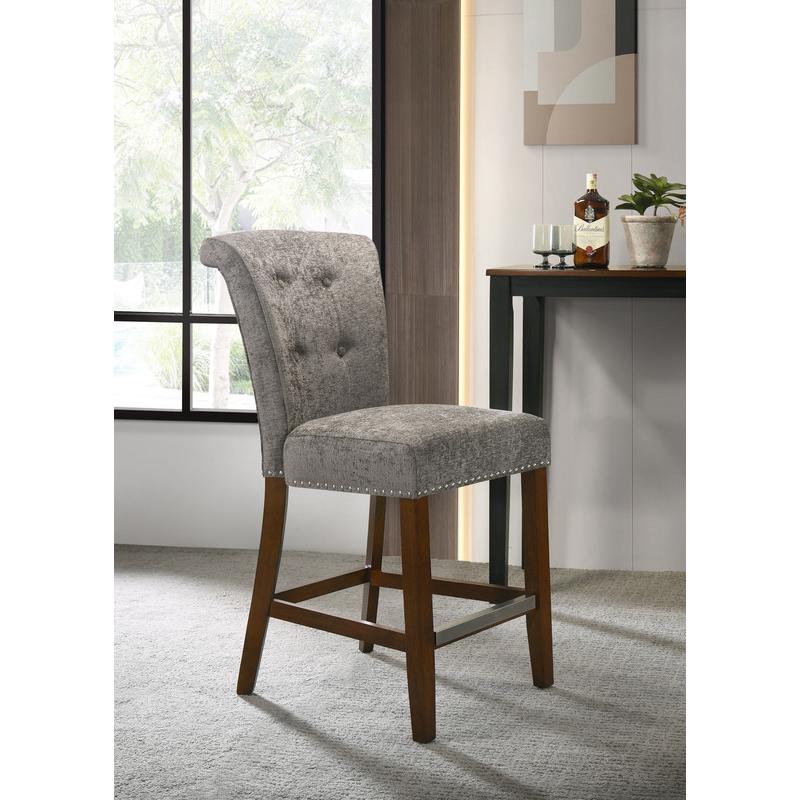 Auggie Gray Fabric Counter Height Chair with Nailhead Trim