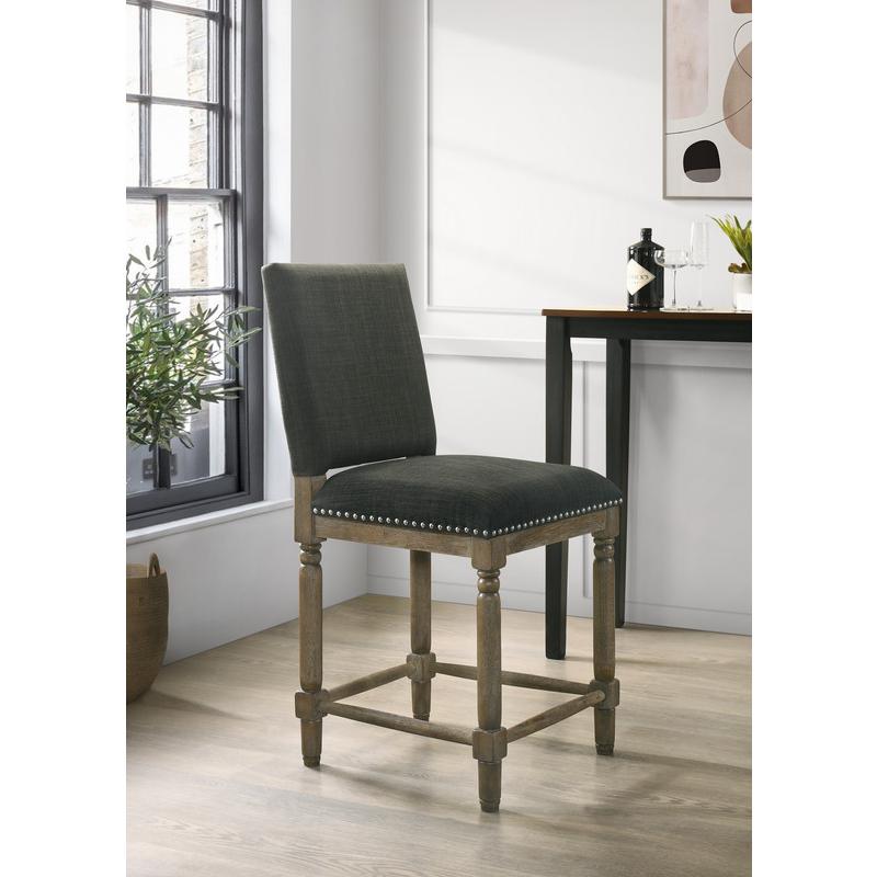 Everton Gray Fabric Counter Height Chair with Nailhead Trim