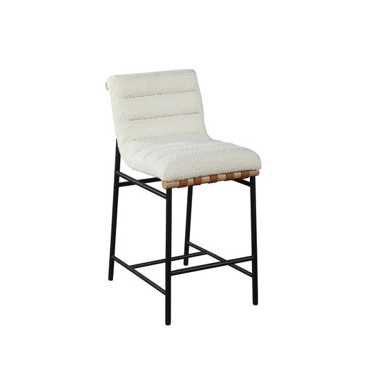 Lahni White Boucle Fabric Counter Height Chair