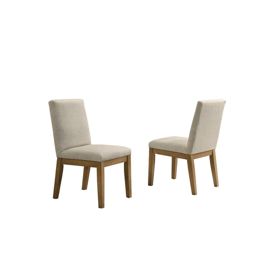 Jasper Set of 2 Driftwood Finish Contemporary Beige Fabric Dining Chair