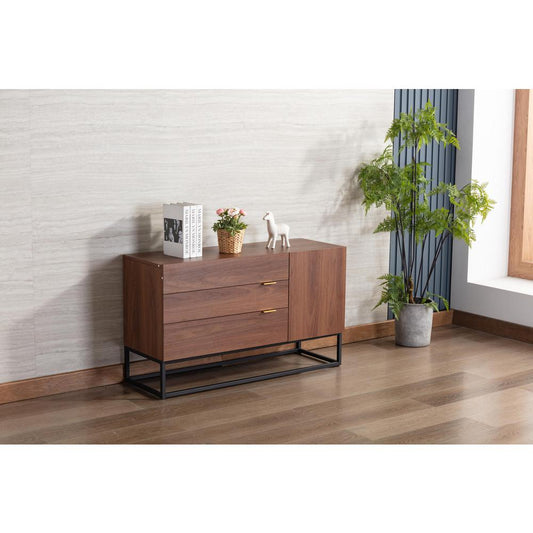 Roscoe Walnut Brown Wood TV Stand Console Table