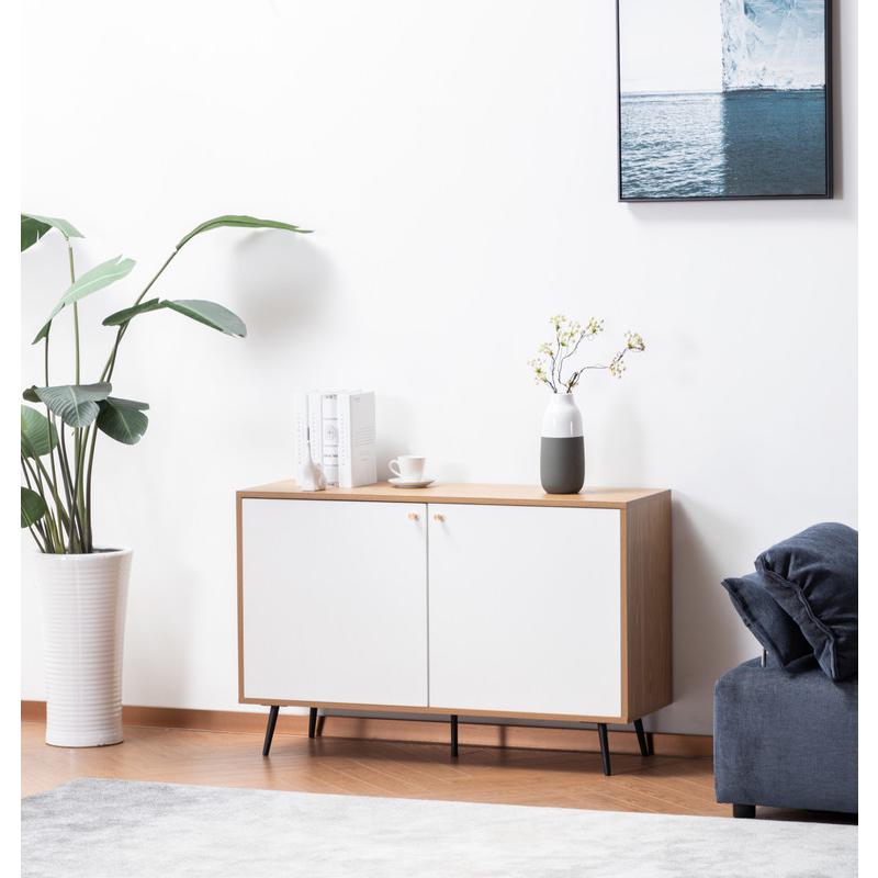 Carlotta Light Brown and White Storage Console Cabinet Table