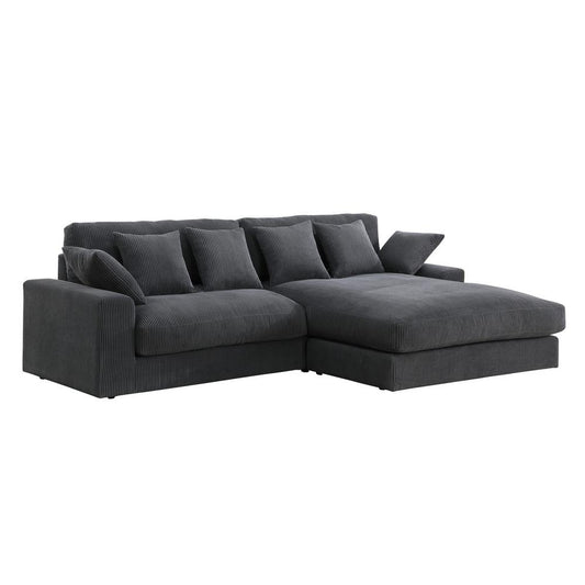 Mystic Dark Gray Corduroy Reversible Sectional Sofa Chaise