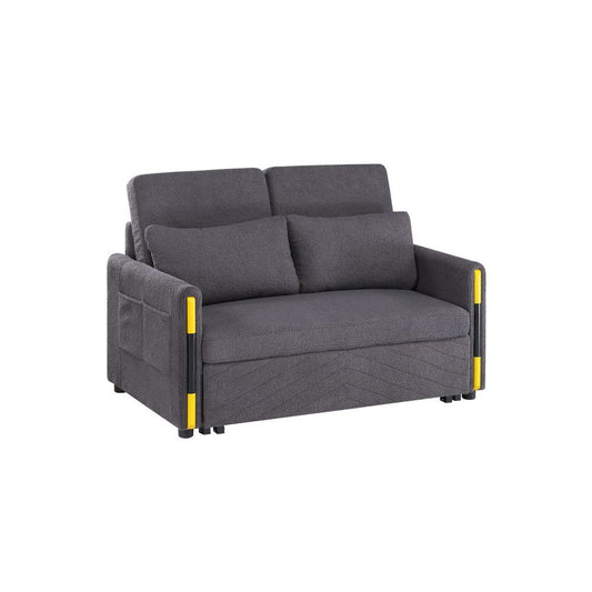 Gray Teddy Velvet Sleeper Loveseat with Side Pockets