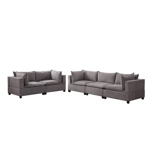 Madison Light Gray Fabric Sofa Loveseat Living Room Set