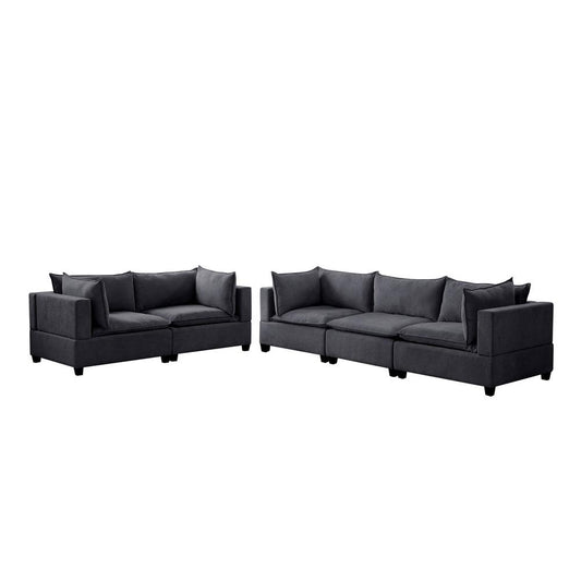 Madison Dark Gray Fabric Sofa Loveseat Living Room Set