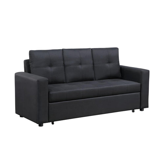 Aiden Black Linen Fabric Sleeper Sofa with Tufting