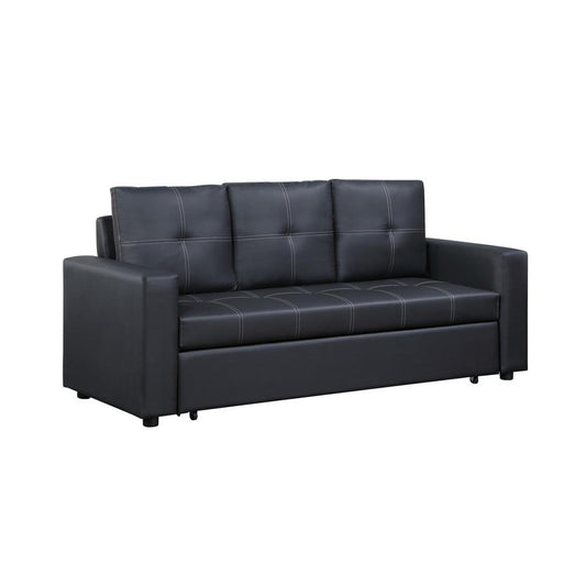 Aiden Black PU Leather Sleeper Sofa with Tufting