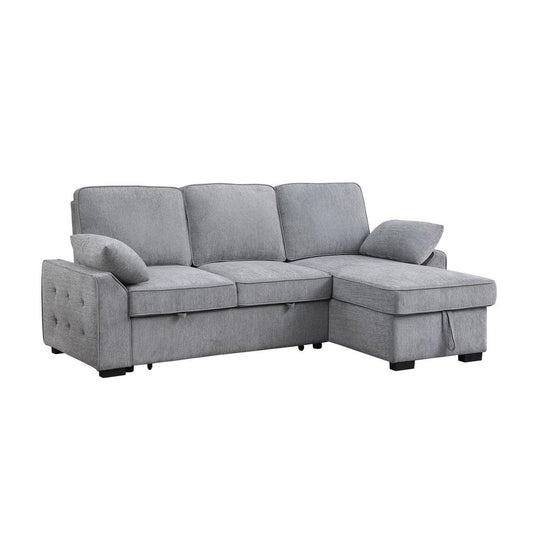 Mackenzie Light Gray Chenille Fabric Reversible Sleeper Sectional