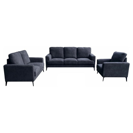 Black Fabric Sofa Loveseat Chair Living Room Set