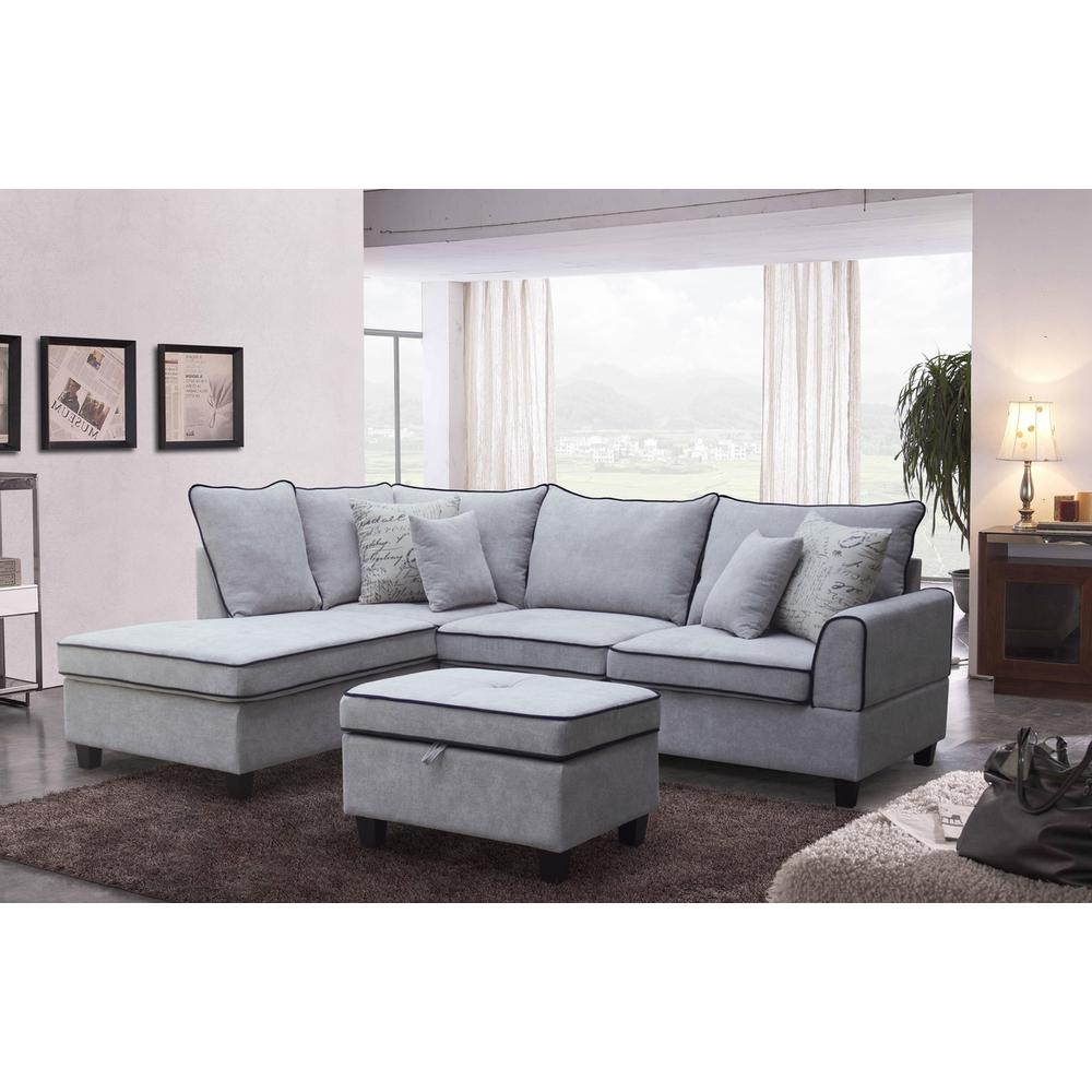 Harmony Sectional Sofa with Left-Facing Chaise and Storage Ottoman