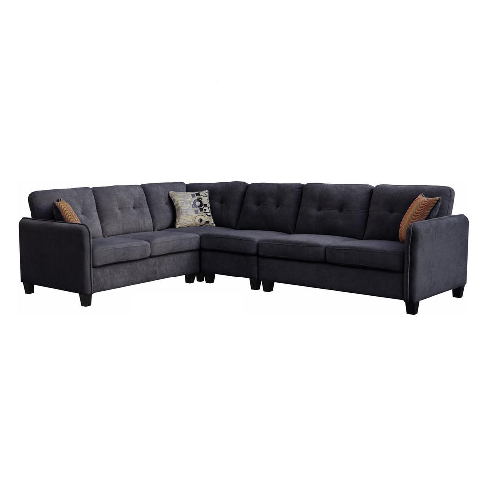 Black Velvet 6-Seater Sectional Sofa