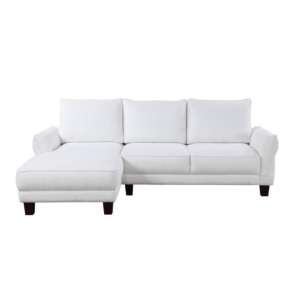 White Sherpa 96" Wide Sectional Sofa with Left-Facing Chaise