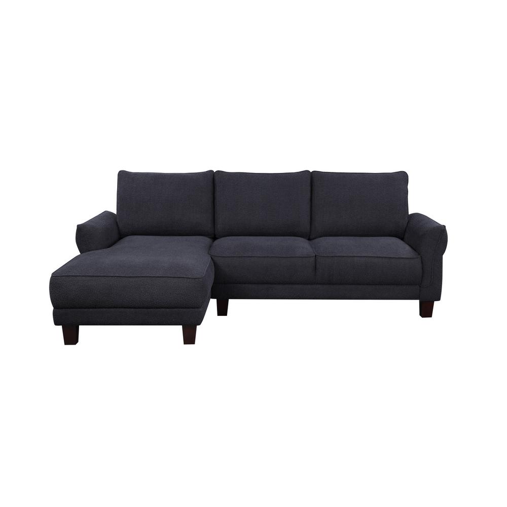 Black Sherpa Sectional Sofa with Left-Facing Chaise