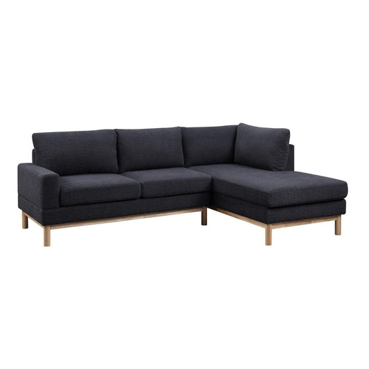 Anisa Black Sherpa Sectional Sofa with Right-Facing Chaise