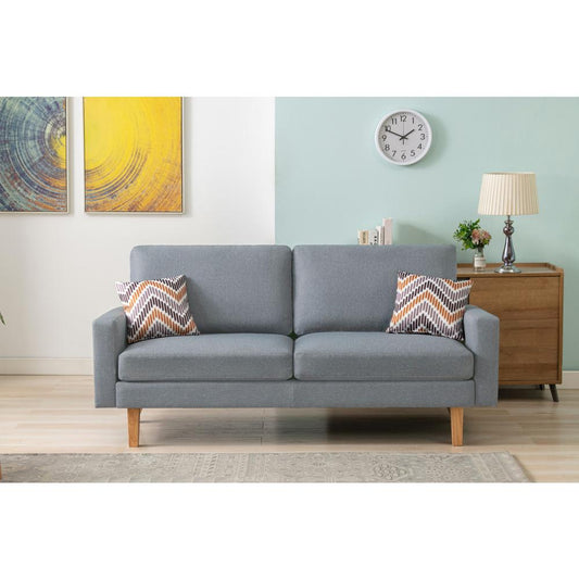 Bahamas Gray Linen Sofa with 2 Throw Pillows