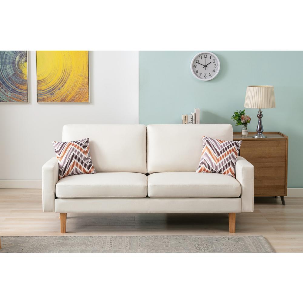 Bahamas Beige Linen Sofa with 2 Throw Pillows