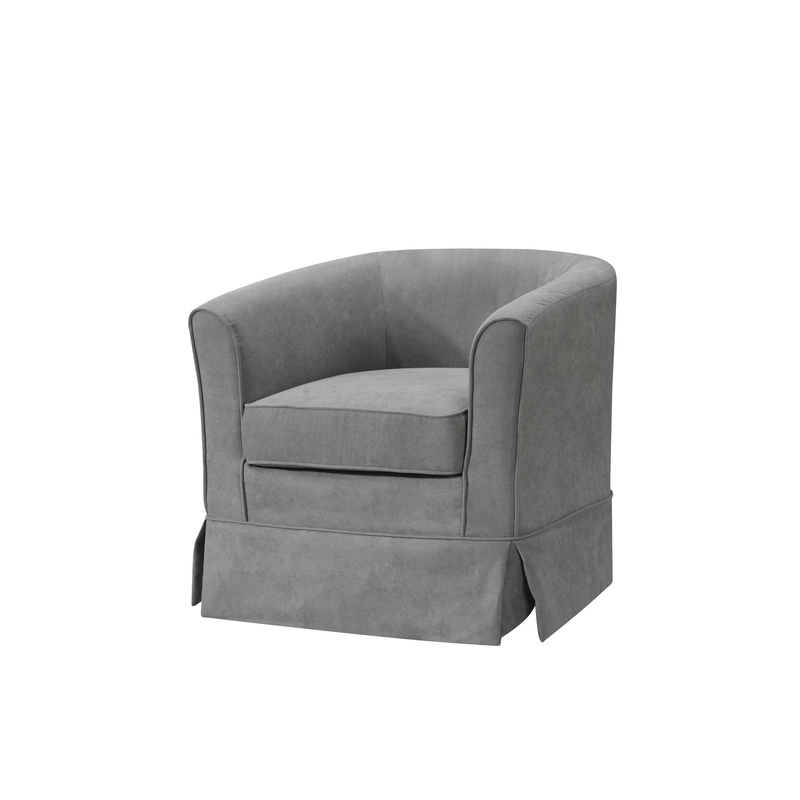 Tucker Steel Gray Woven Fabric Swivel Barrel Chair