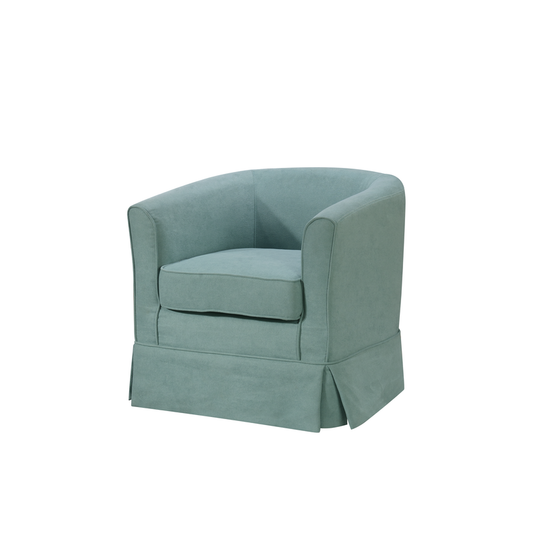 Tucker Aquamarine Teal Woven Fabric Swivel Barrel Chair